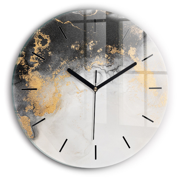 Round glass clock Artistic marble