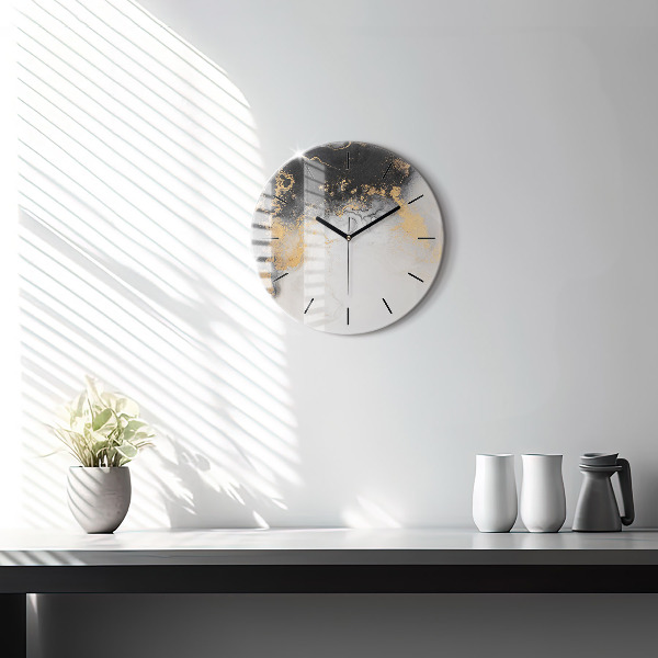Round glass clock Artistic marble