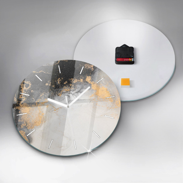 Round glass clock Artistic marble
