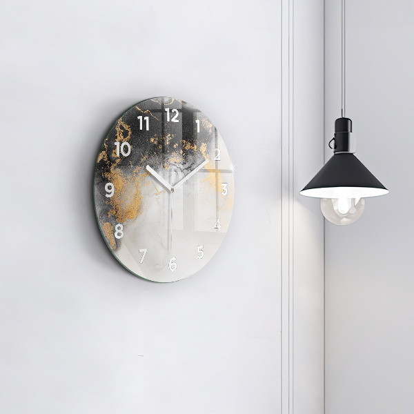 Round glass clock Artistic marble