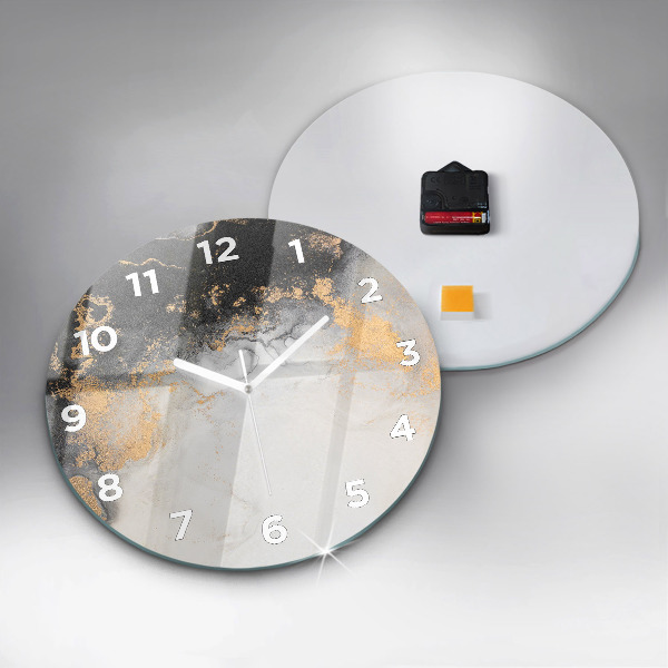 Round glass clock Artistic marble