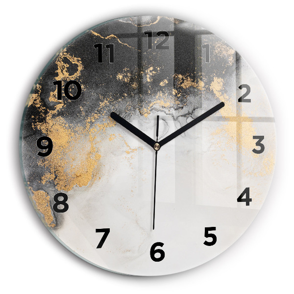Round glass clock Artistic marble