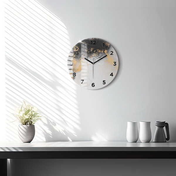 Round glass clock Artistic marble
