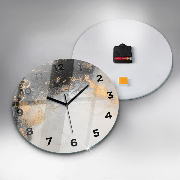 Round glass clock Artistic marble