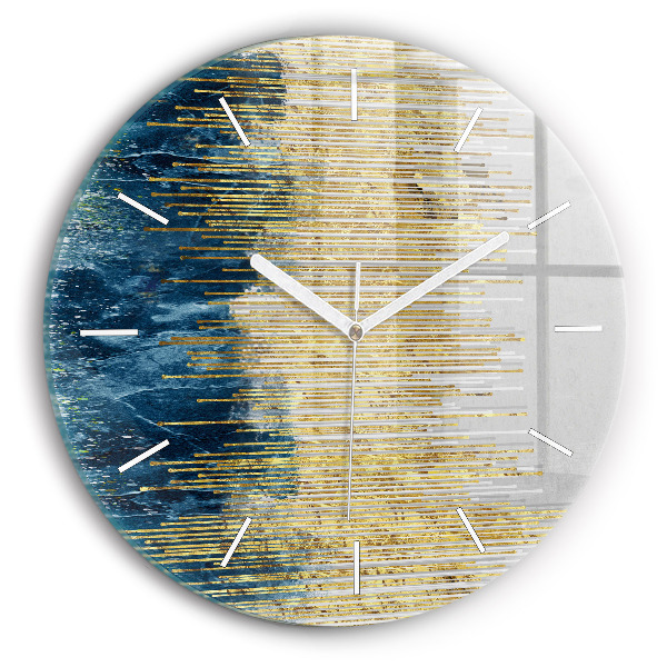 Round glass clock Decorative pattern and gold