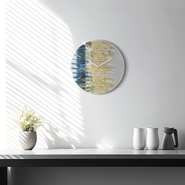 Round glass clock Decorative pattern and gold
