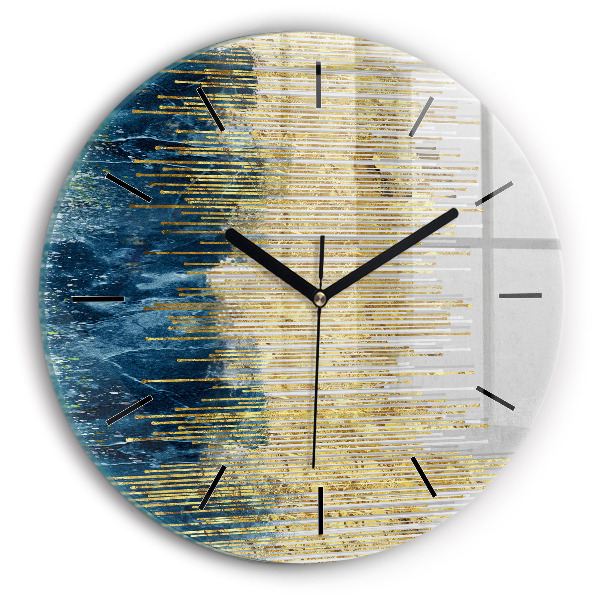 Round glass clock Decorative pattern and gold