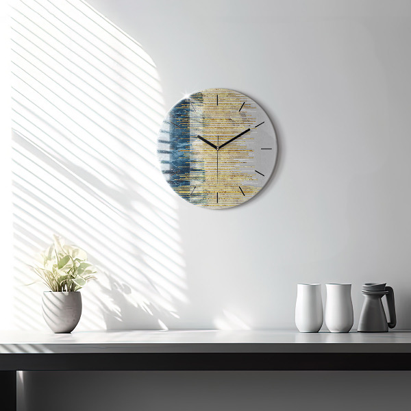 Round glass clock Decorative pattern and gold