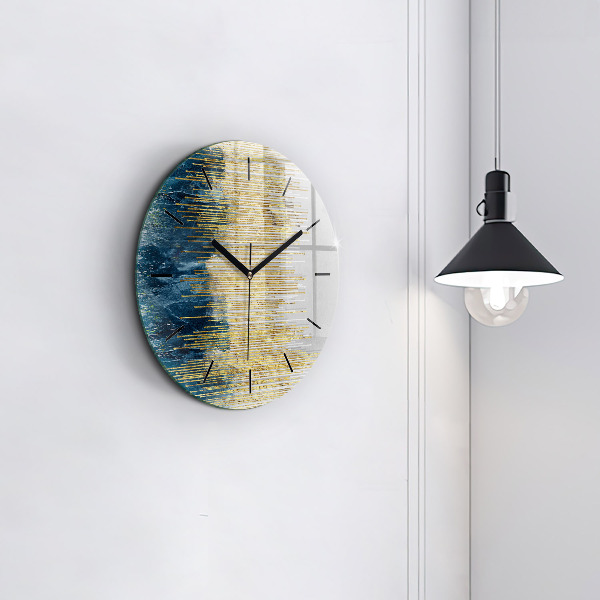 Round glass clock Decorative pattern and gold