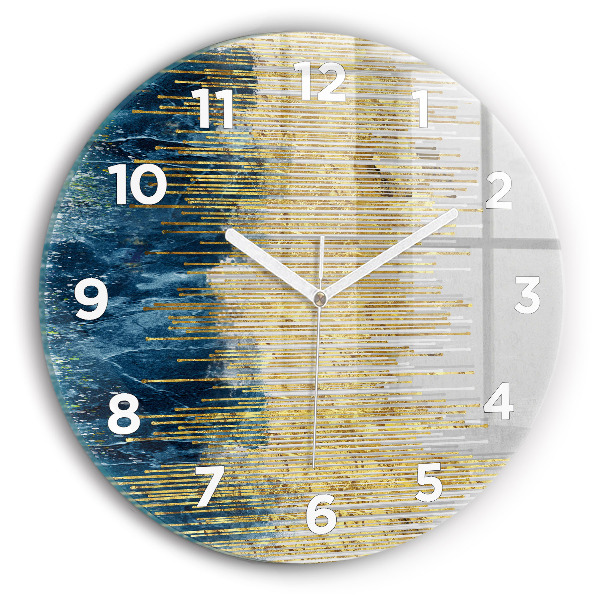 Round glass clock Decorative pattern and gold