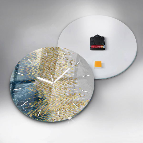 Round glass clock Decorative pattern and gold