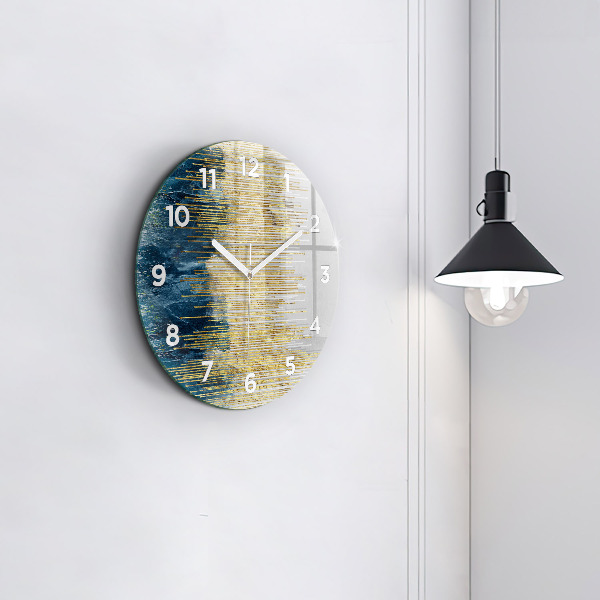 Round glass clock Decorative pattern and gold