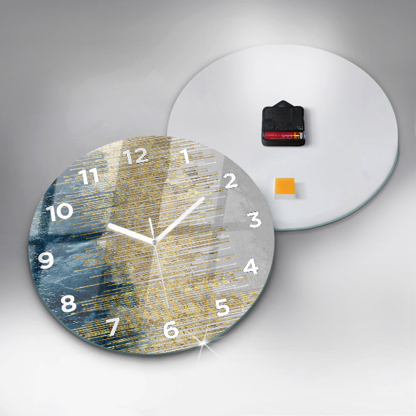 Round glass clock Decorative pattern and gold