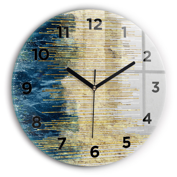 Round glass clock Decorative pattern and gold