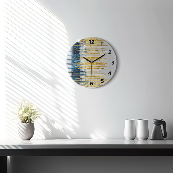 Round glass clock Decorative pattern and gold