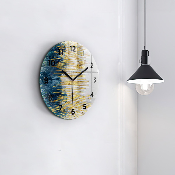 Round glass clock Decorative pattern and gold