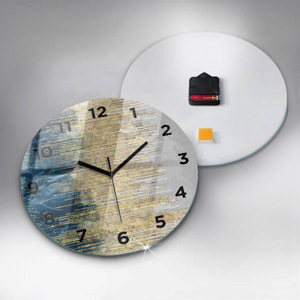 Round glass clock Decorative pattern and gold
