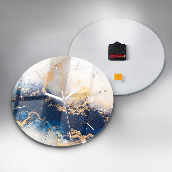 Round glass clock Marble pattern