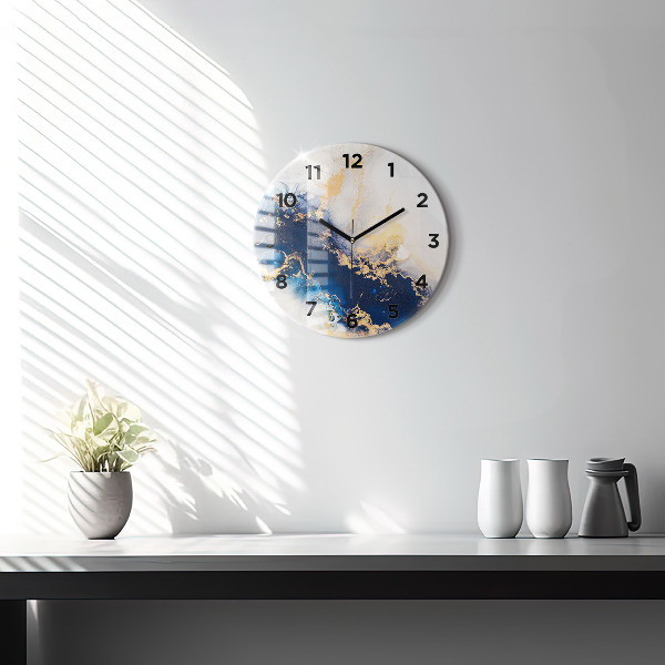 Round glass clock Marble pattern