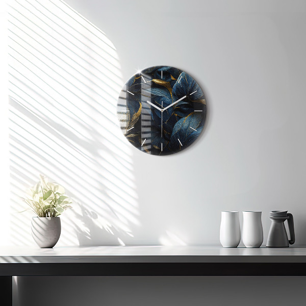 Round glass clock Decorative flowers