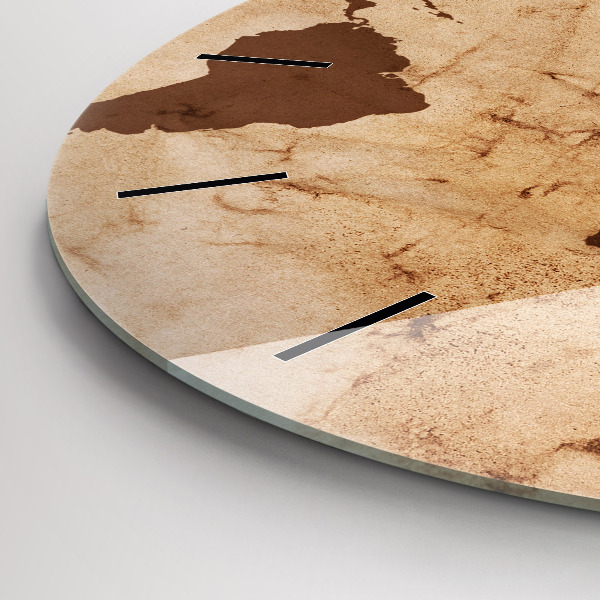 Round glass clock Vintage world map