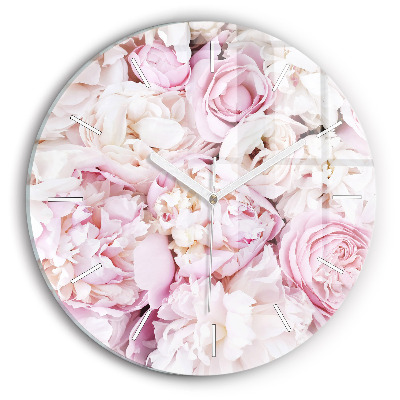 Round glass clock Decorative flowers