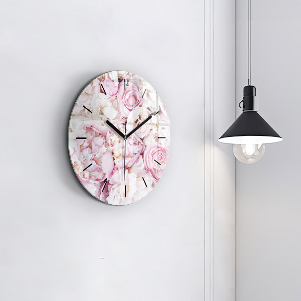Round glass clock Decorative flowers