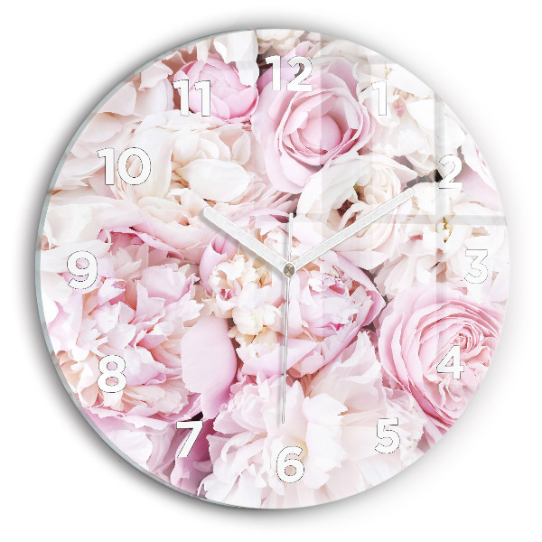 Round glass clock Decorative flowers