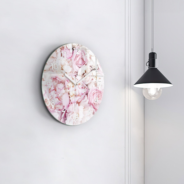 Round glass clock Decorative flowers