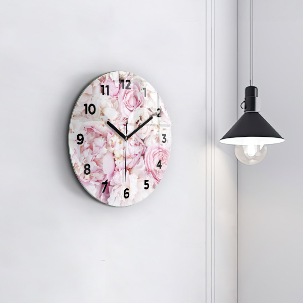 Round glass clock Decorative flowers