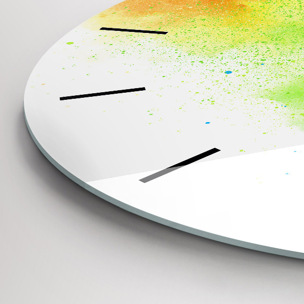 Round glass clock Abstract rainbow