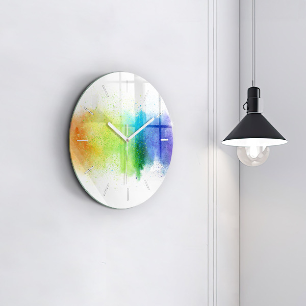 Round glass clock Abstract rainbow