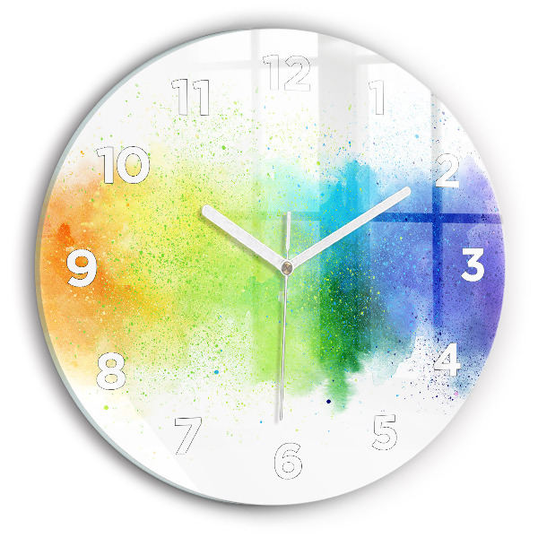 Round glass clock Abstract rainbow