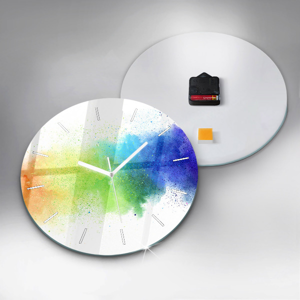 Round glass clock Abstract rainbow