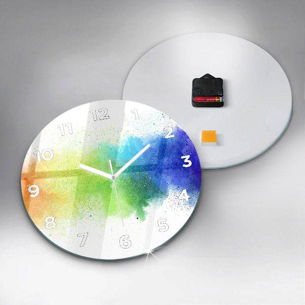 Round glass clock Abstract rainbow
