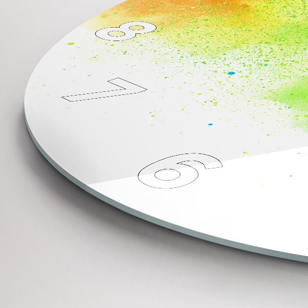 Round glass clock Abstract rainbow