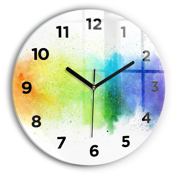 Round glass clock Abstract rainbow