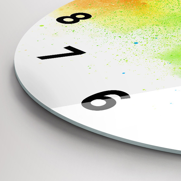 Round glass clock Abstract rainbow