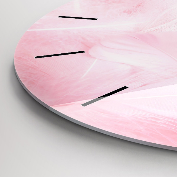 Round glass clock Feathers – abstract