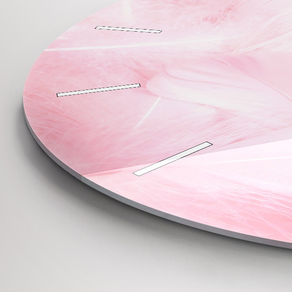 Round glass clock Feathers – abstract