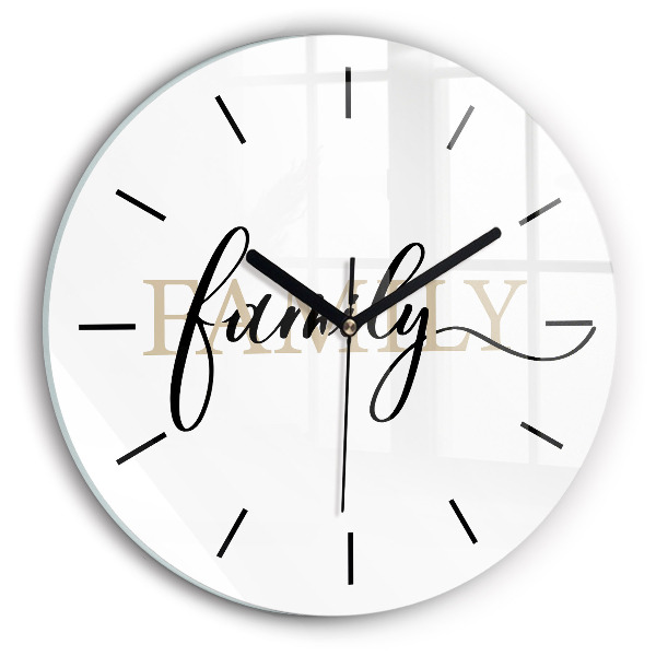 Round glass clock Family inscription