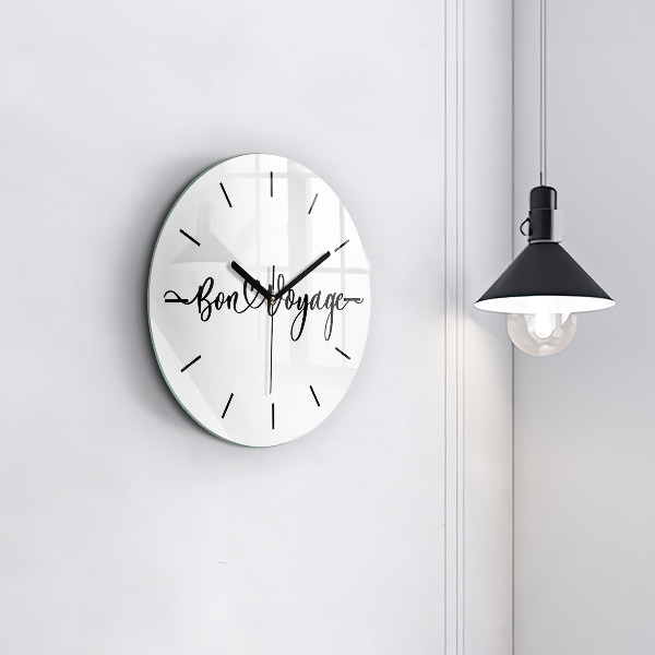 Round glass clock The inscription Bon voyage