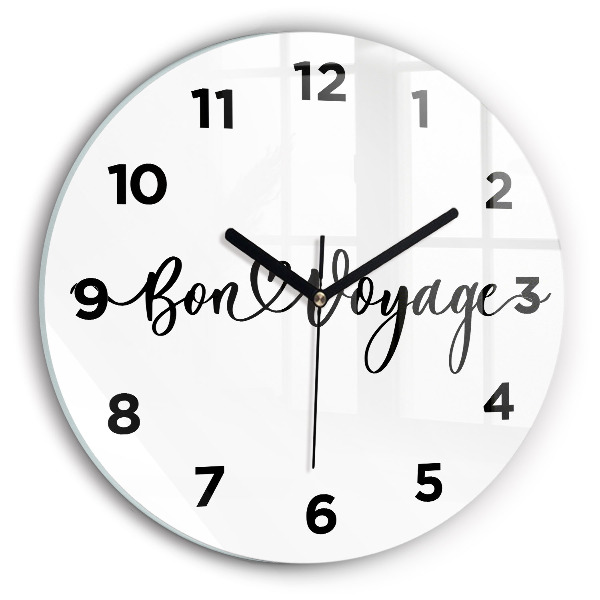 Round glass clock The inscription Bon voyage