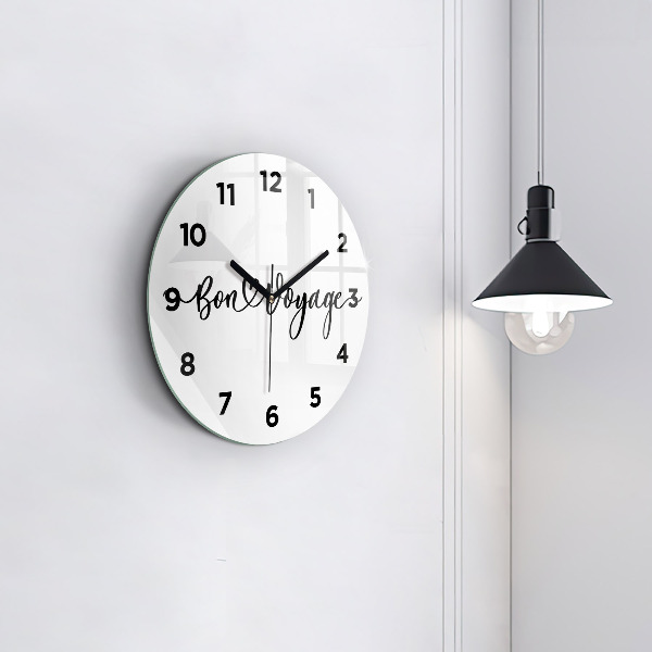 Round glass clock The inscription Bon voyage