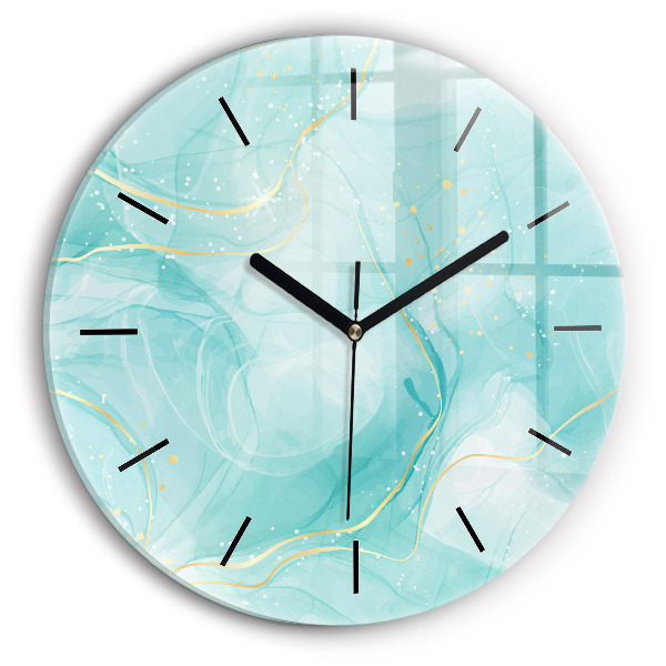 Round glass clock Abstract marble