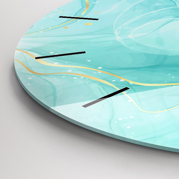Round glass clock Abstract marble