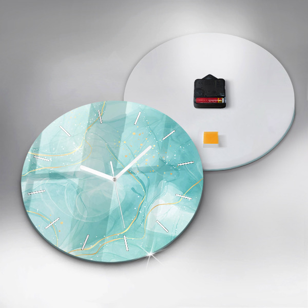 Round glass clock Abstract marble