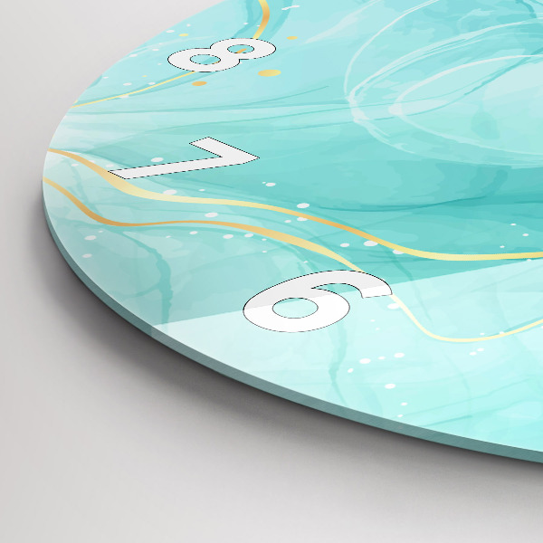 Round glass clock Abstract marble