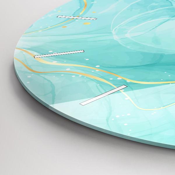 Round glass clock Abstract marble