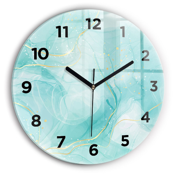 Round glass clock Abstract marble